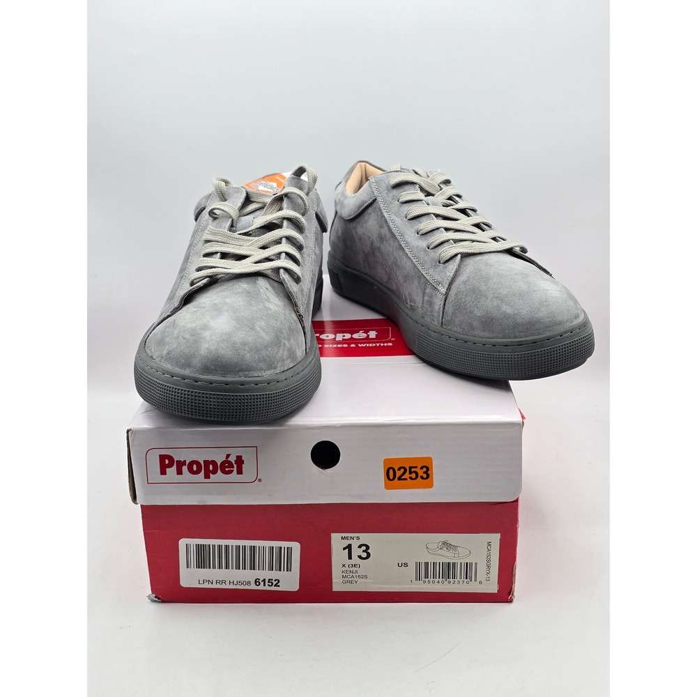 Propet Kenji Sneakers Men's 3E Grey Lace Up Suede Durocloud -New
